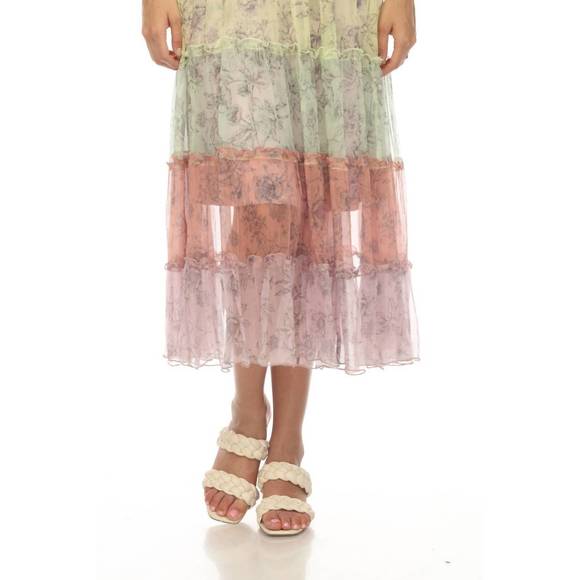 NEW JOHNNY WAS liza midi tiered dress in multi - Picture 5 of 5